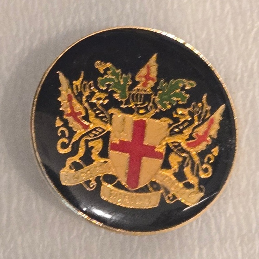 Vintage City of London Coat of Arms Enamel Lapel Pin Dragon Shield Badge